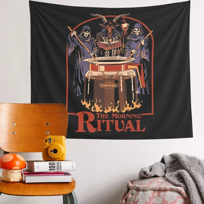 DecorBites™ Black Psychedelic Tapestry: Aesthetic Room Decor Wall Hanging