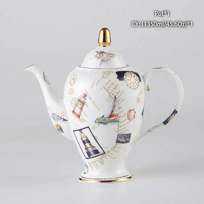 DecorBites™ Bone China Tea Pot: Elegant European Porcelain Coffee Pot for Tea Lovers.