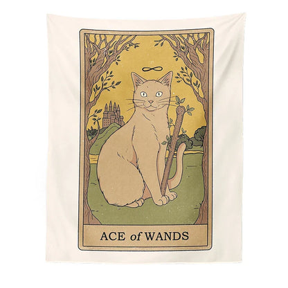 DecorBites™ Cat Divination Tarot Card Tapestry Moon Phase Wall Hanging Décor