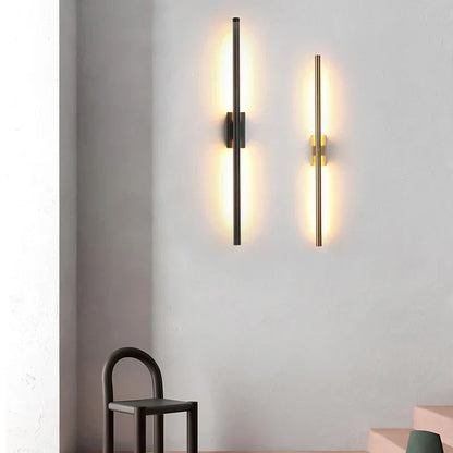 DecorBites™ LED Metal Tube Wall Lamp Modern Black Gold Decor Sconce for Bedroom Foyer Bathroom
