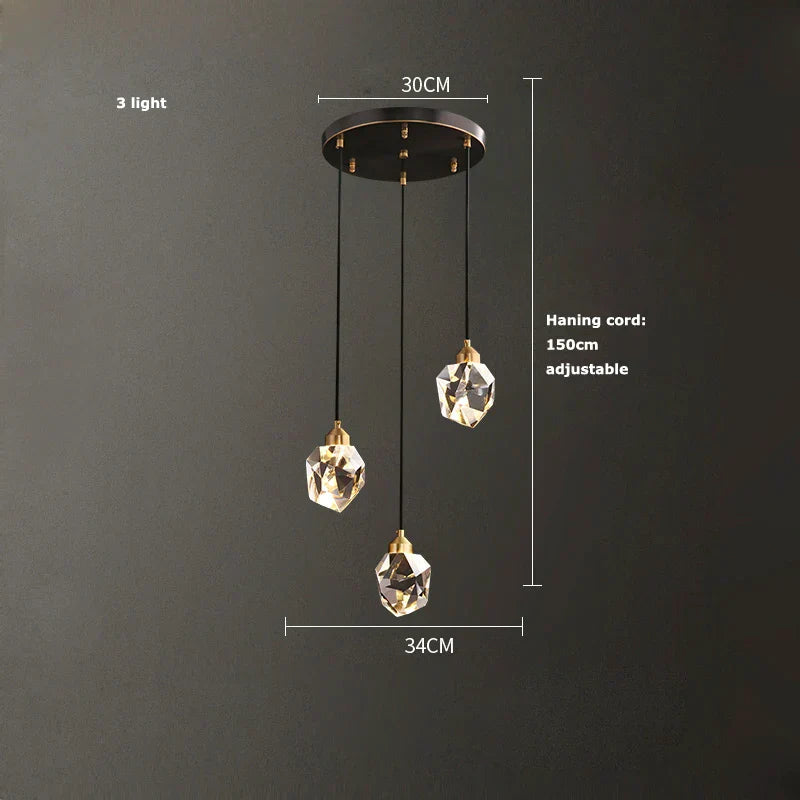 DecorBites™ Crystal Copper Chandelier Lighting for Dinning Room