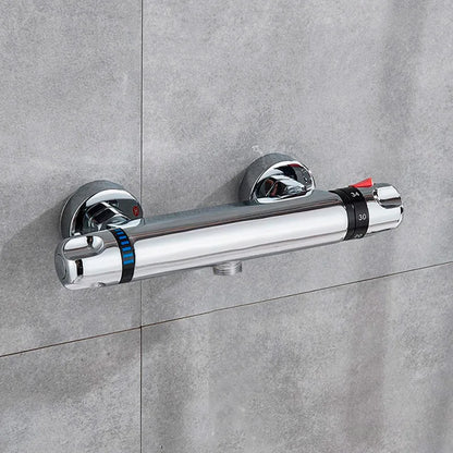 DecorBites™ Black/Chrome Brass Thermostatic Shower Set with Wall Mount - Bathroom Accessories