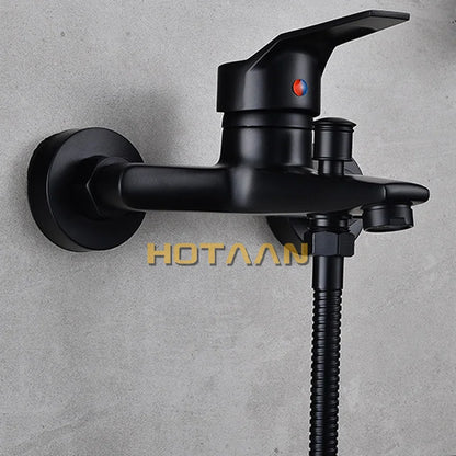 DecorBites™ Black Finish Wall Mounted Bathroom Shower Faucet with Handheld Mixer