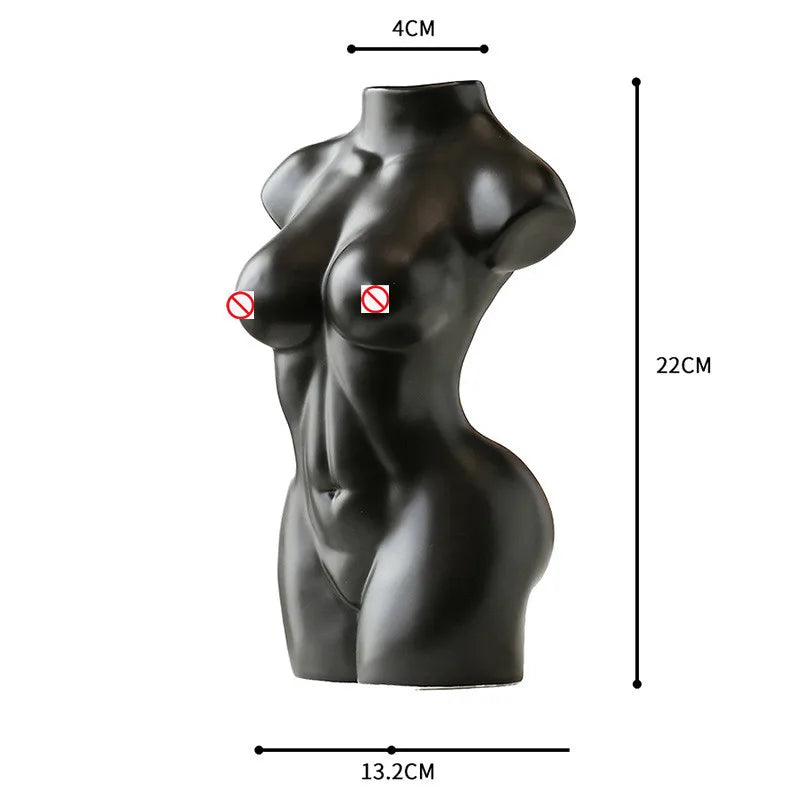 DecorBites™ Abstract Nude Female Ceramic Vase Black White Home Decor Ornament