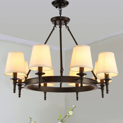 DecorBites™ Country Fabric Chandelier: Wrought Iron Bedroom Kitchen Living Room Ceiling Light
