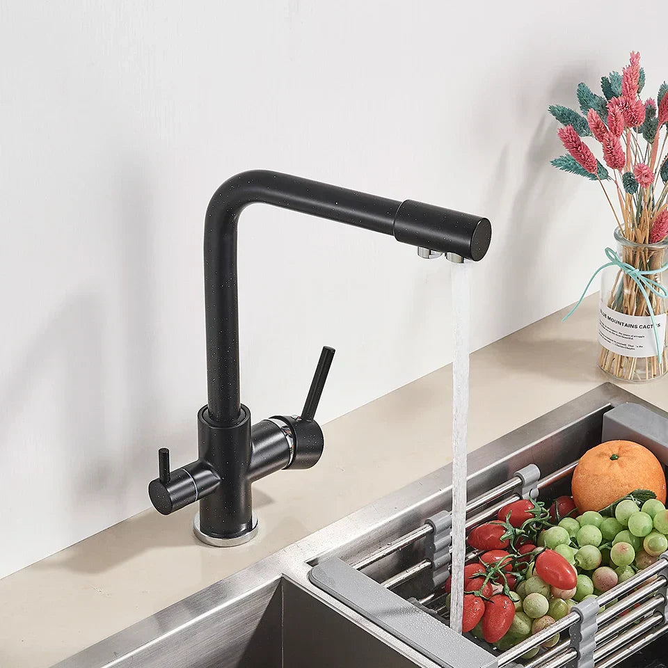DecorBites™ Black Kitchen Faucet with Rotatable Water Purification Feature