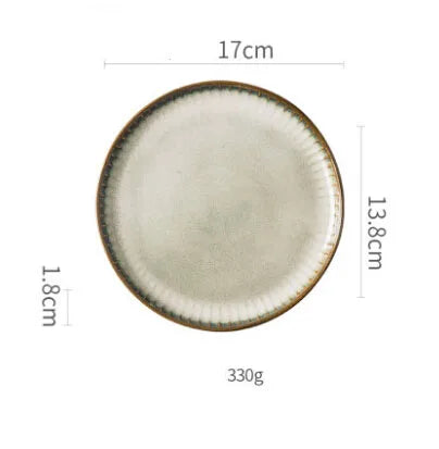 DecorBites™ Ceramic Dessert Plate - Round Solid Pattern - Household Tableware