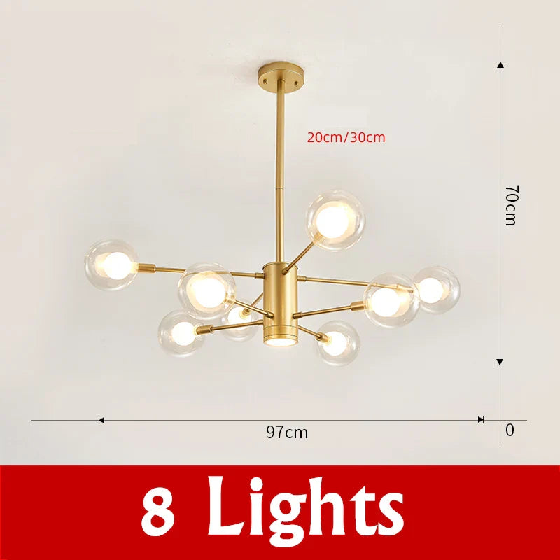DecorBites™ Glass Ball Chandelier Modern Spotlight Pendant Lamp Lighting