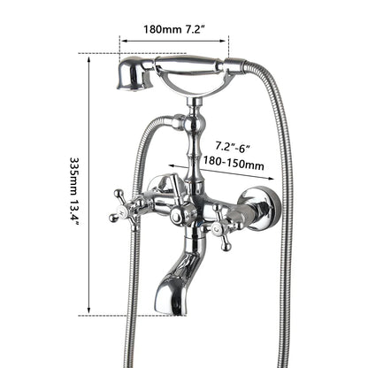 DecorBites™ Brass Bathroom Faucet Set with Hand Shower - Wall Mounted Chrome Water Mixer