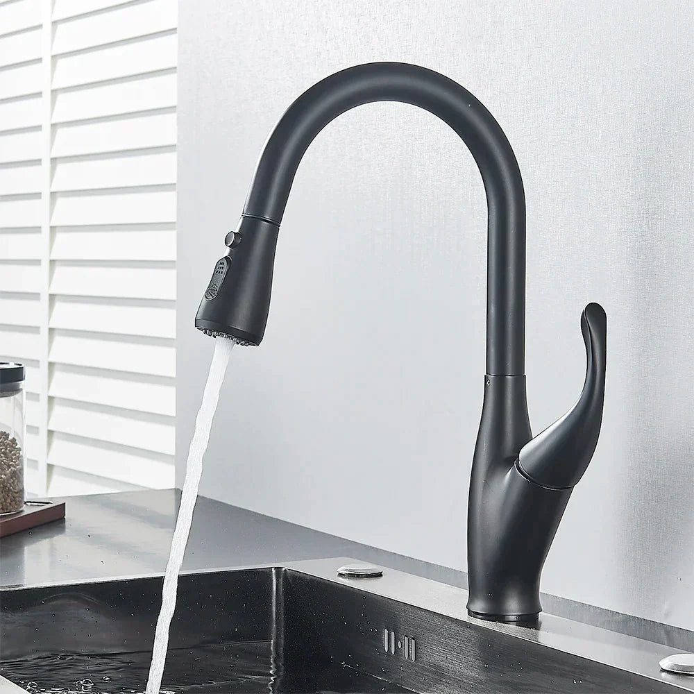DecorBites™ Black Kitchen Faucet: Single Handle Hot & Cold Mixer with 360 Rotation