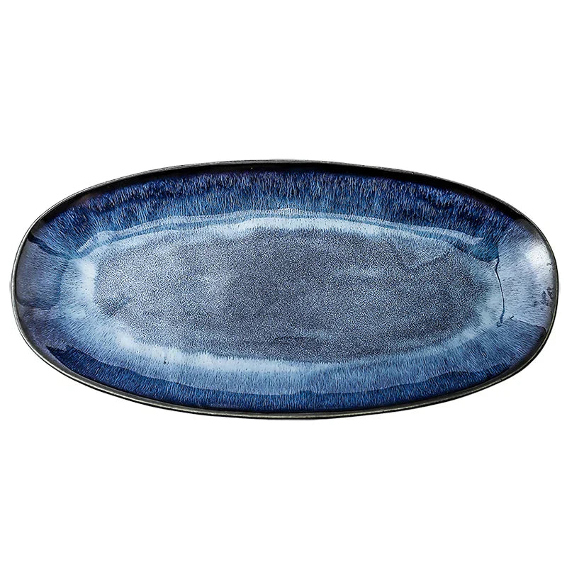 DecorBites™ Blue Kiln Glazed Ceramic Sushi Plate