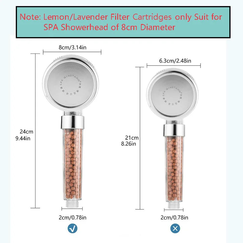 DecorBites™ Aroma Shower Head: Vitamin Lemon Lavender Rose Scent High Pressure Water Filtration