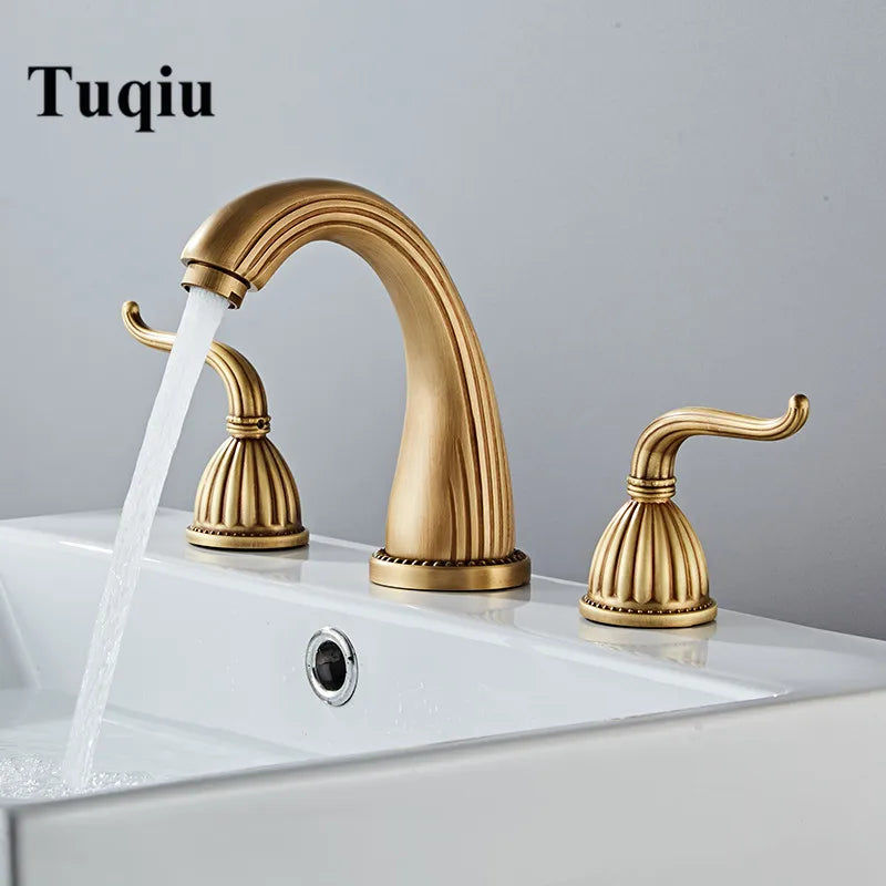 DecorBites™ Antique Bronze Widespread Basin Faucet with Double Handles