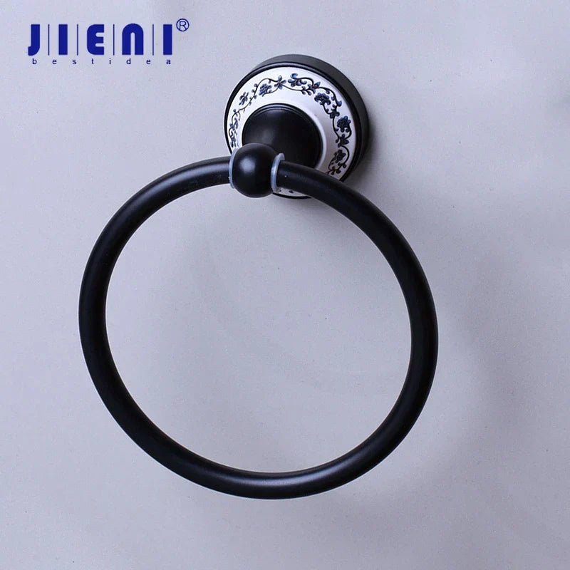 DecorBites™ Black Stainless Steel Bathroom Towel Ring - Wall Mounted Oil Rubbed Bronzen