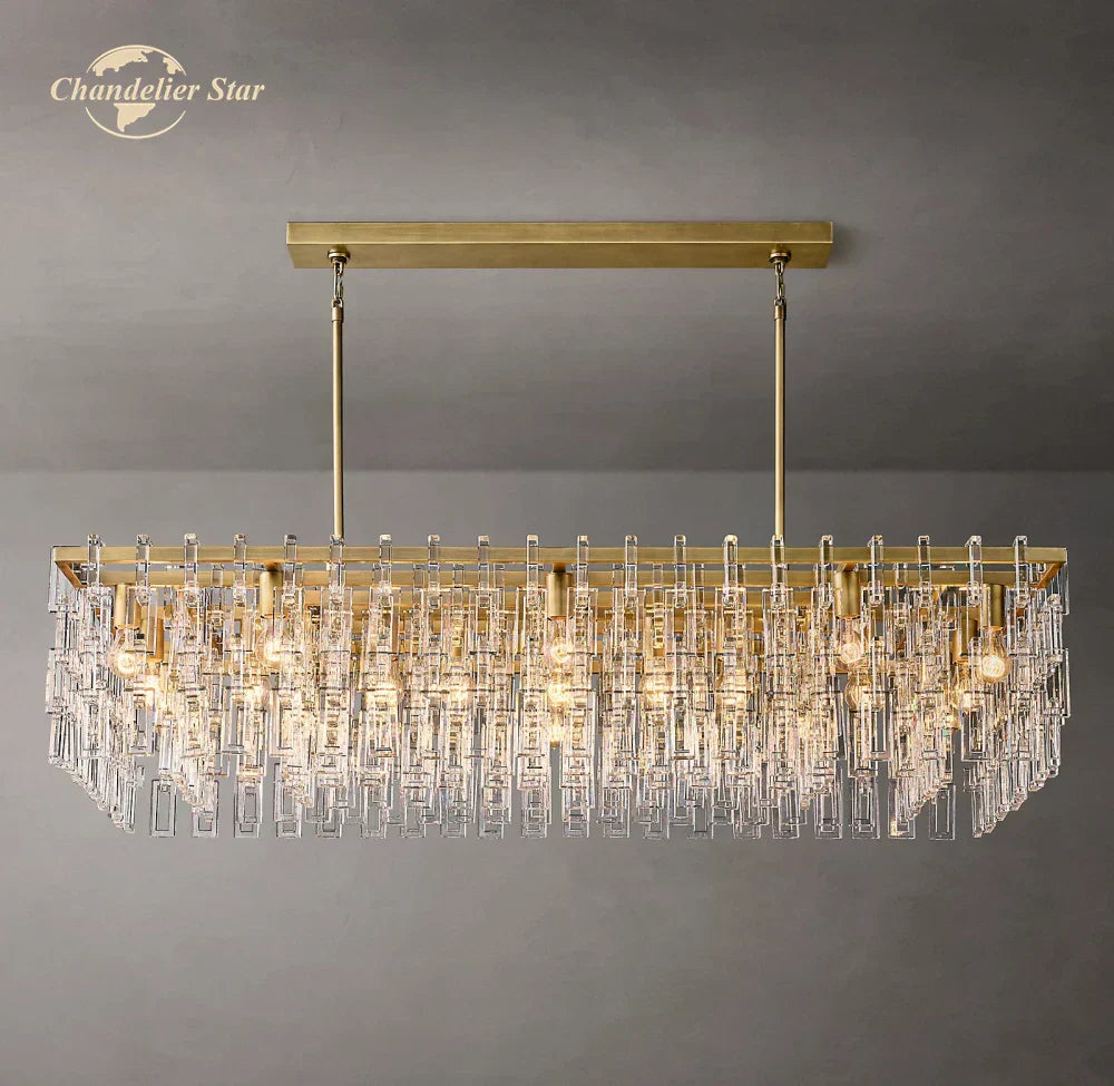 DecorBites™ Black Marignan K9 Crystal Rectangular Chandelier for Living Dining Room