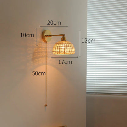DecorBites™ Green Glass LED Wall Lights with Pull Chain Switch, Copper Finish