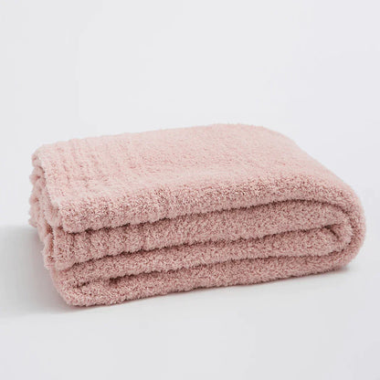DecorBites™ Fuzzy Downy Knitted Throw Blanket - Soft & Cozy Microfiber Quilt for Sofa, Bed, and Air Conditioning Room