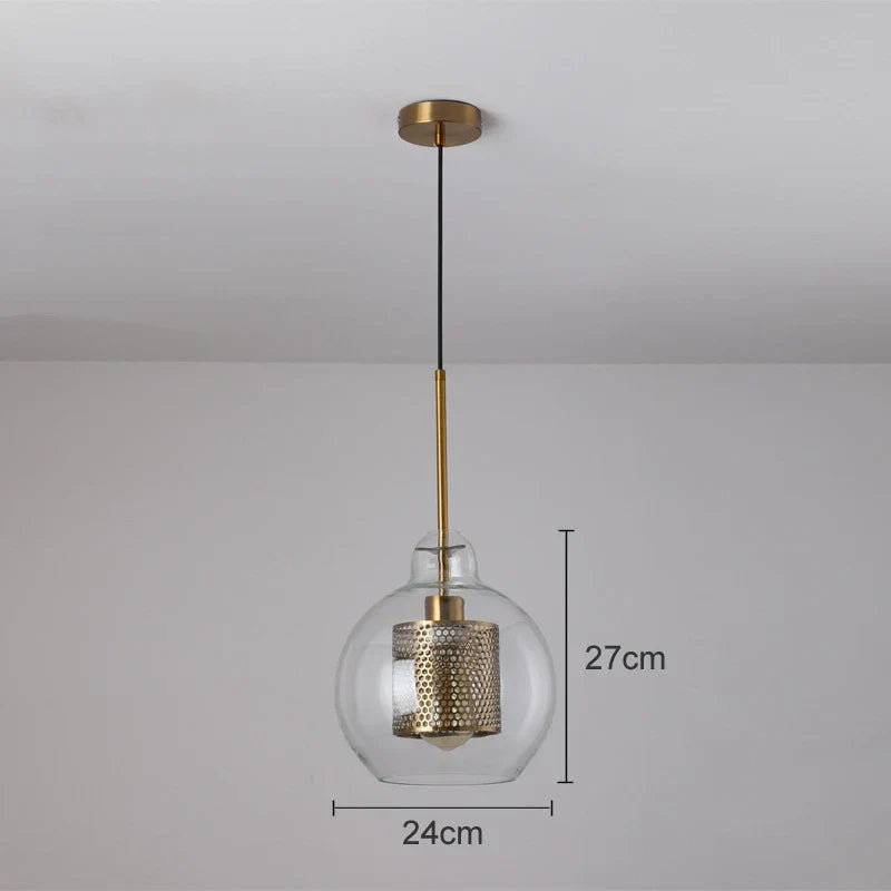 DecorBites™ Gold Mesh Glass Ball Pendant Light Industrial Kitchen Fixture