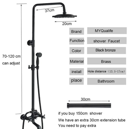 DecorBites™ Black Brass Bath Shower Faucet Set with Handshower and Tub Spout