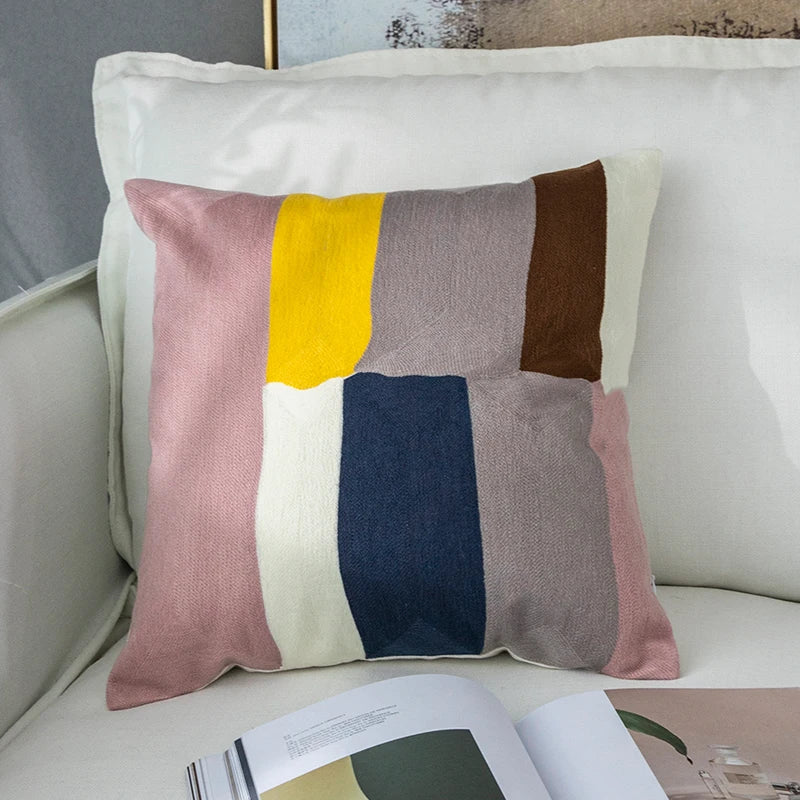 DecorBites™ Geometric Cushion Cover 45x45cm Soft Embroidered Pillow Case for Home Decor