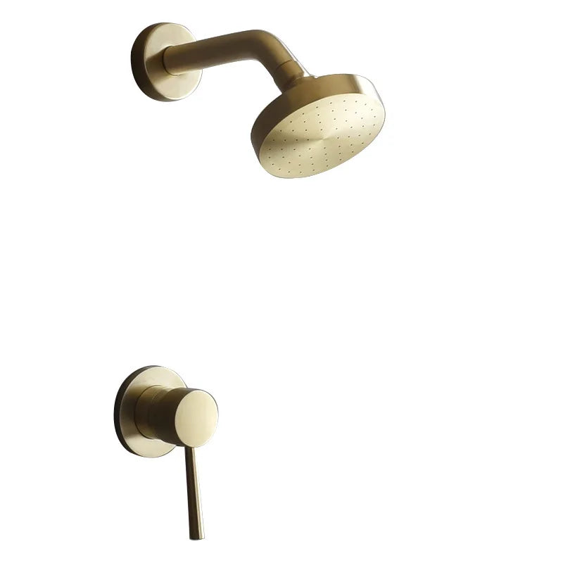 DecorBites™ Brushed Gold Round Rainfall Shower Faucet Set, Wall Mounted Shower Mixer