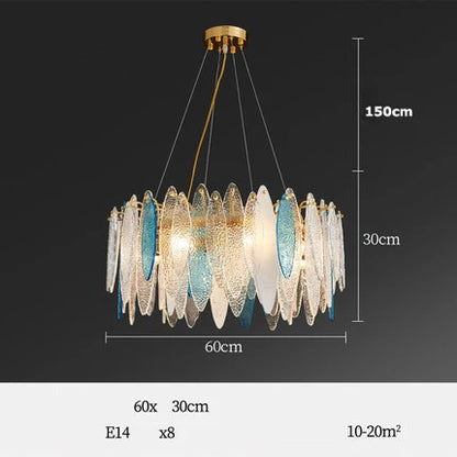 DecorBites™ Art Deco Glass Iron LED Chandelier for Dinning Room