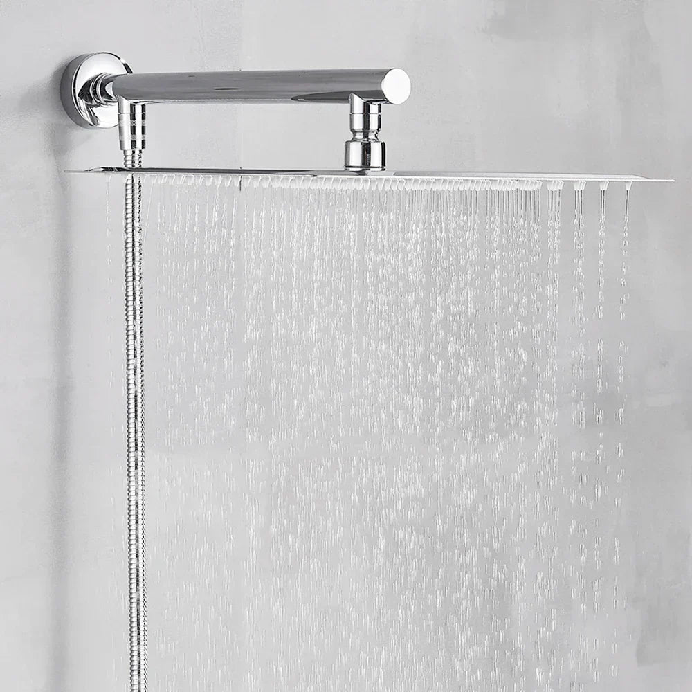DecorBites™ 10" Square Rainfall Shower Head Set with Stainless Steel Hose