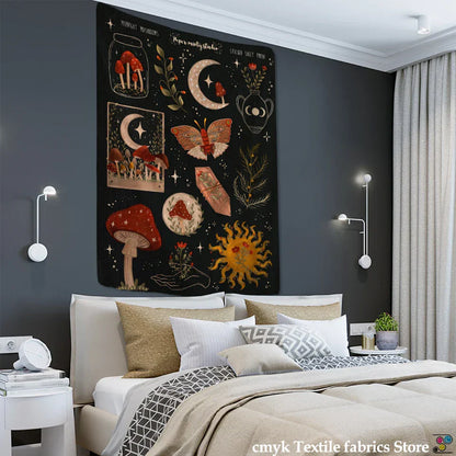 DecorBites™ Cactus Moon Starry Sky Tapestry - Psychedelic Hippie Boho Wall Hanging