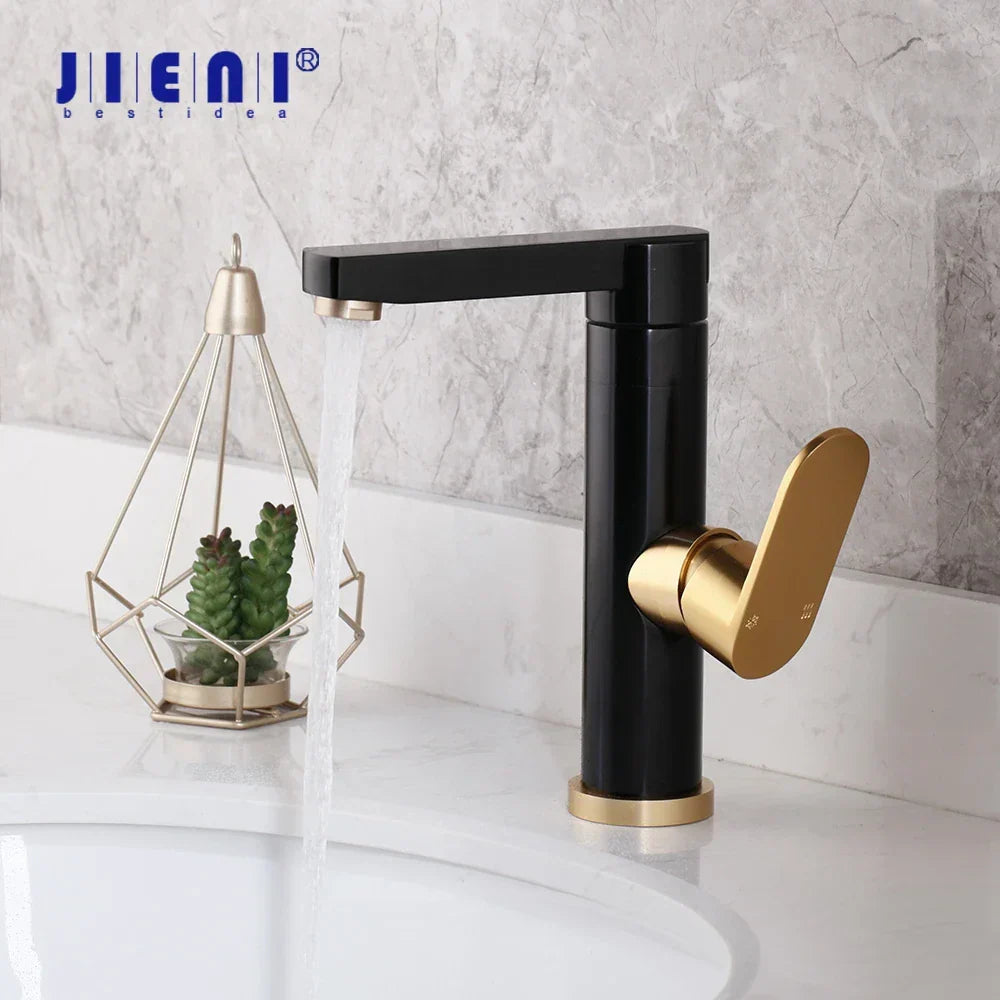 DecorBites™ Black Gold Bathroom Faucet: Luxury Basin Sink Mixer Tap - Brass Space Aluminum