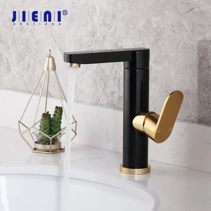 DecorBites™ Black Gold Bathroom Faucet: Luxury Basin Sink Mixer Tap - Brass Space Aluminum