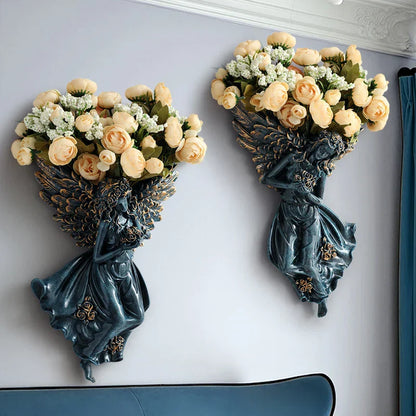 DecorBites™ Angel Vase Wall Decoration Resin Shelf Art Mural Living Room Cupid Flowerpot