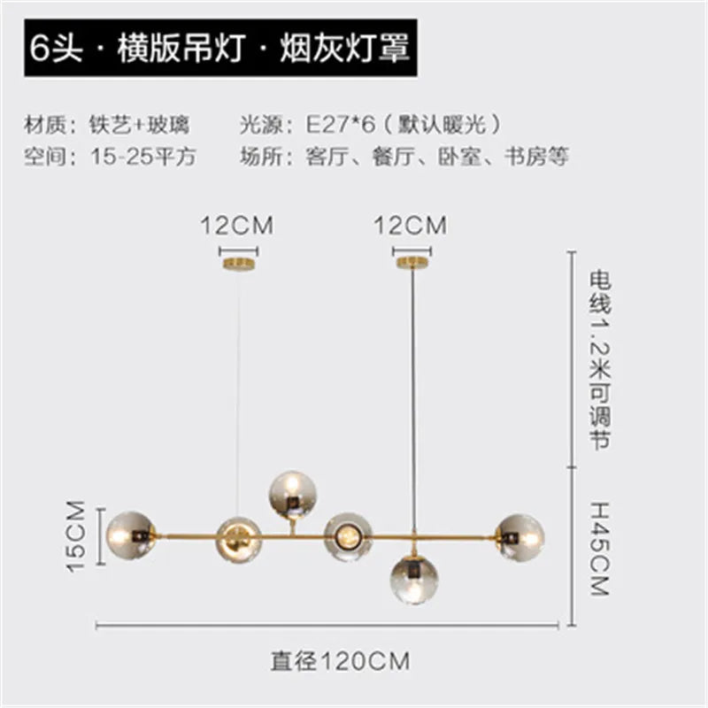DecorBites™ Glass Ball Bubble LED Chandelier for Modern Home Decor
