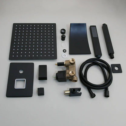 DecorBites™ 8/16 Inch Matte Black LED Rainfall Shower Faucet Set