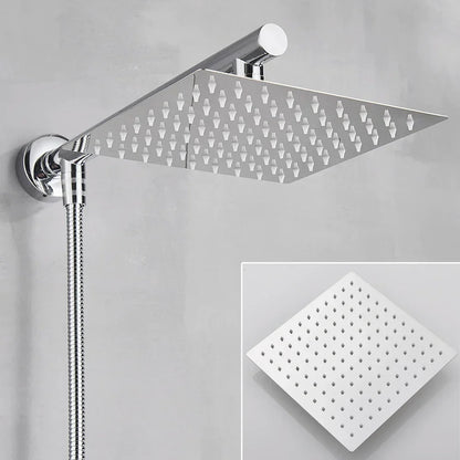 DecorBites™ 10" Square Rainfall Shower Head Set with Stainless Steel Hose