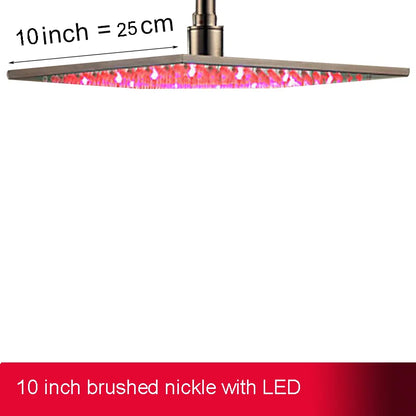 DecorBites™ 16" Square LED Light Rainfall Shower Head - Color Changing Brass Showerhead
