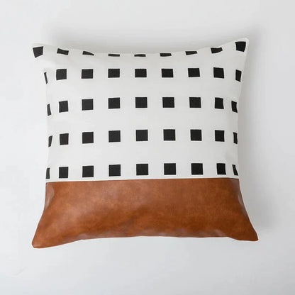 DecorBites™ Brown Faux Leather Pillow Cover for Home Decoration