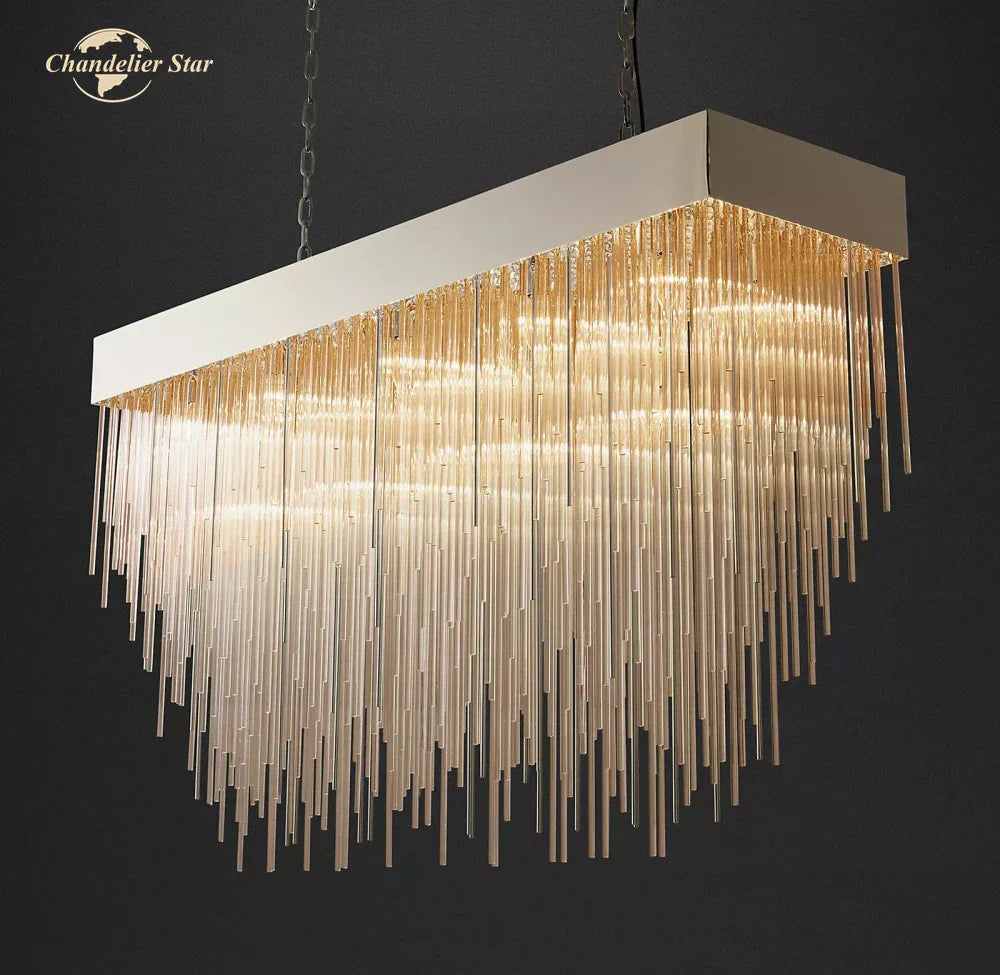 DecorBites™ Cascada Rectangular LED Chandelier for Modern Living and Dining Room