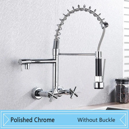 DecorBites™ Black Wall-Mounted Kitchen Faucet with Swivel Spout and Dual Handles