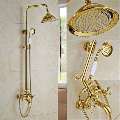 ™ Golden Shower Faucet Set with 8" Rainfall Shower, Wall Mounted Hand Shower