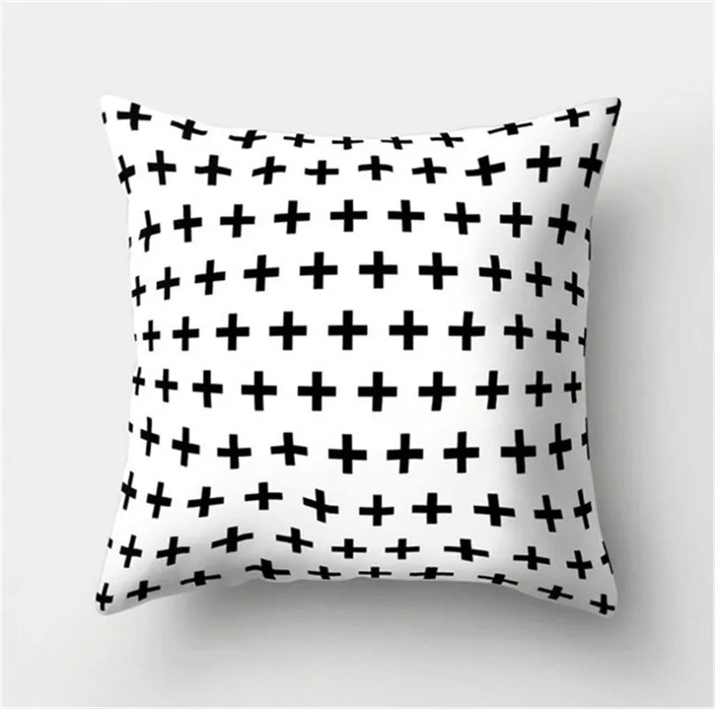 DecorBites™ Black White Flocking Pillowcase 45*45cm Fashion Living Room Sofa Cushion