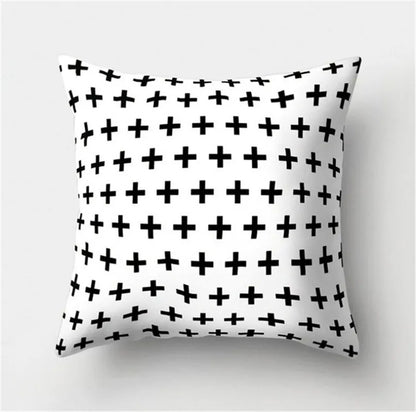 DecorBites™ Black White Flocking Pillowcase 45*45cm Fashion Living Room Sofa Cushion