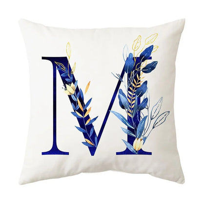 DecorBites™ Blue Alphabet Flower Letter Pillowcase for Home Decor