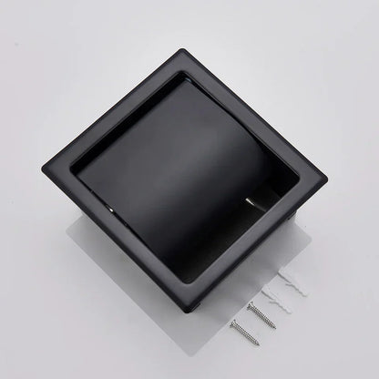 DecorBites™ Bathroom Paper Holder Matte Black/Chrome Wall-Mounted Towel Rack & Roll Paper Box