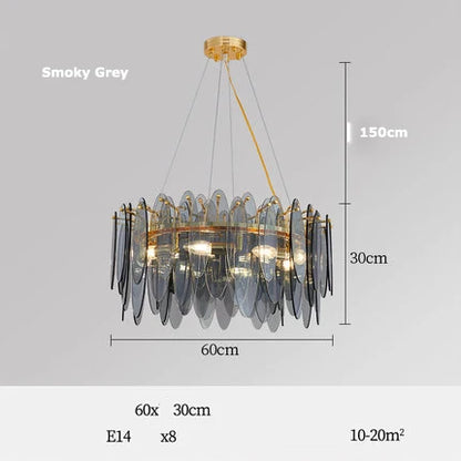 DecorBites™ Art Deco Glass Iron LED Chandelier for Dinning Room