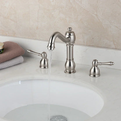 DecorBites™ Dual Handle Nickel Brush Bathroom Sink Tap Swivel Spray Mixer Faucet