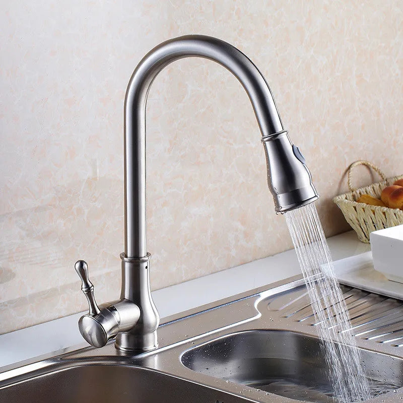 ™ Gold Kitchen Faucet Pull Out Swivel Water Mixer Tap Single Handle Sink
