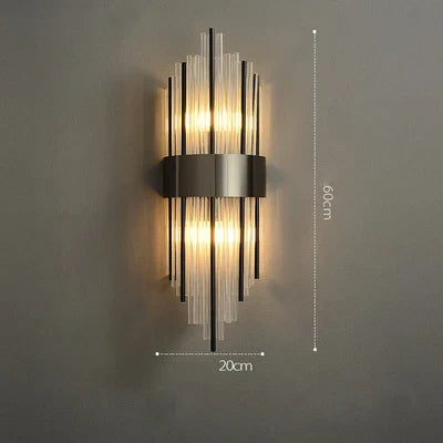 DecorBites™ Art Deco LED Stainless Steel Crystal Wall Sconce, Bedroom Corridor Golden Black Wall Light