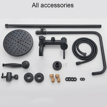 DecorBites™ Black Bathroom Shower Faucet Mixer with 8" Rainfall Shower, Wall Mount Tub Spout