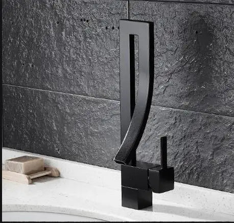 ™ Gold Brass Square Basin Faucet Single Handle Deck Mounted Bathroom Sink Mixer