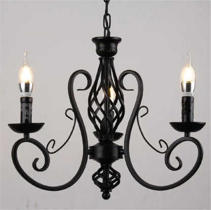 DecorBites™ Black Wrought Iron Loft Chandelier for Living Room, Bar, Restaurant - Retro Industrial Style